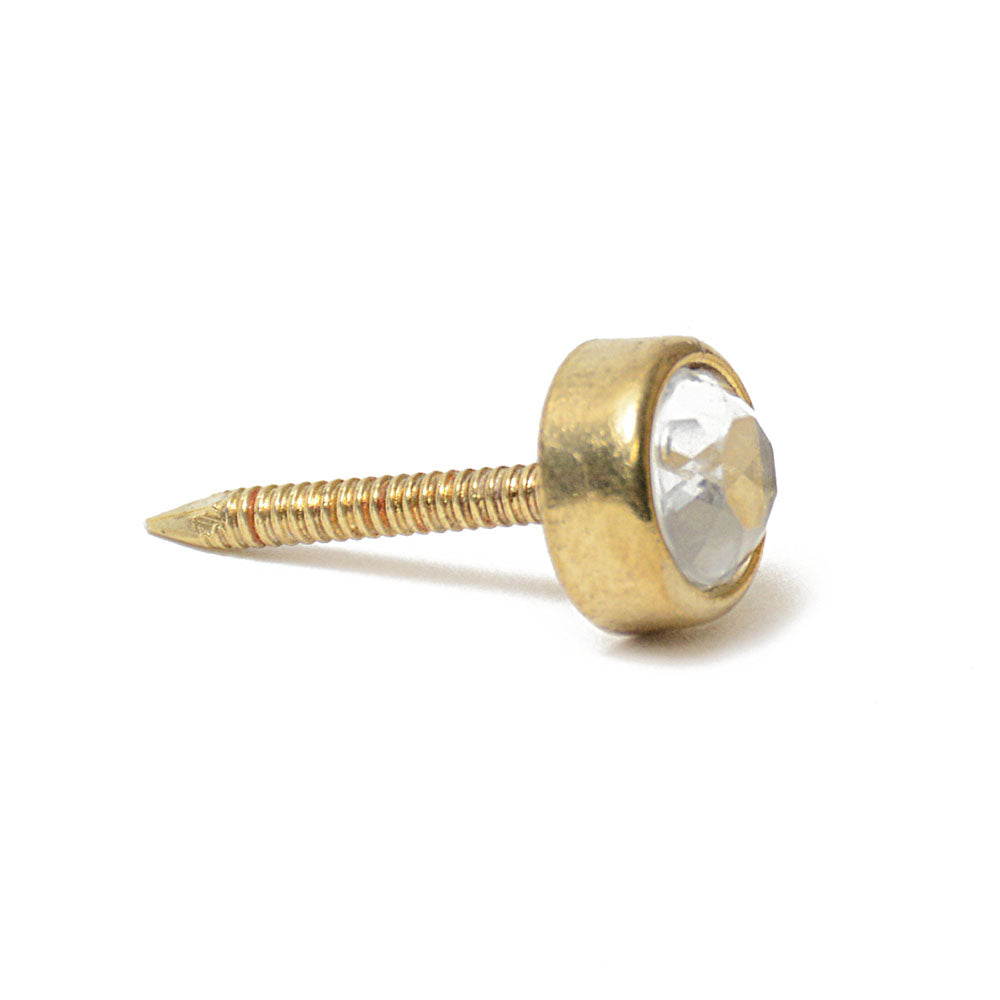 Small Round Jeweled Nail Brass