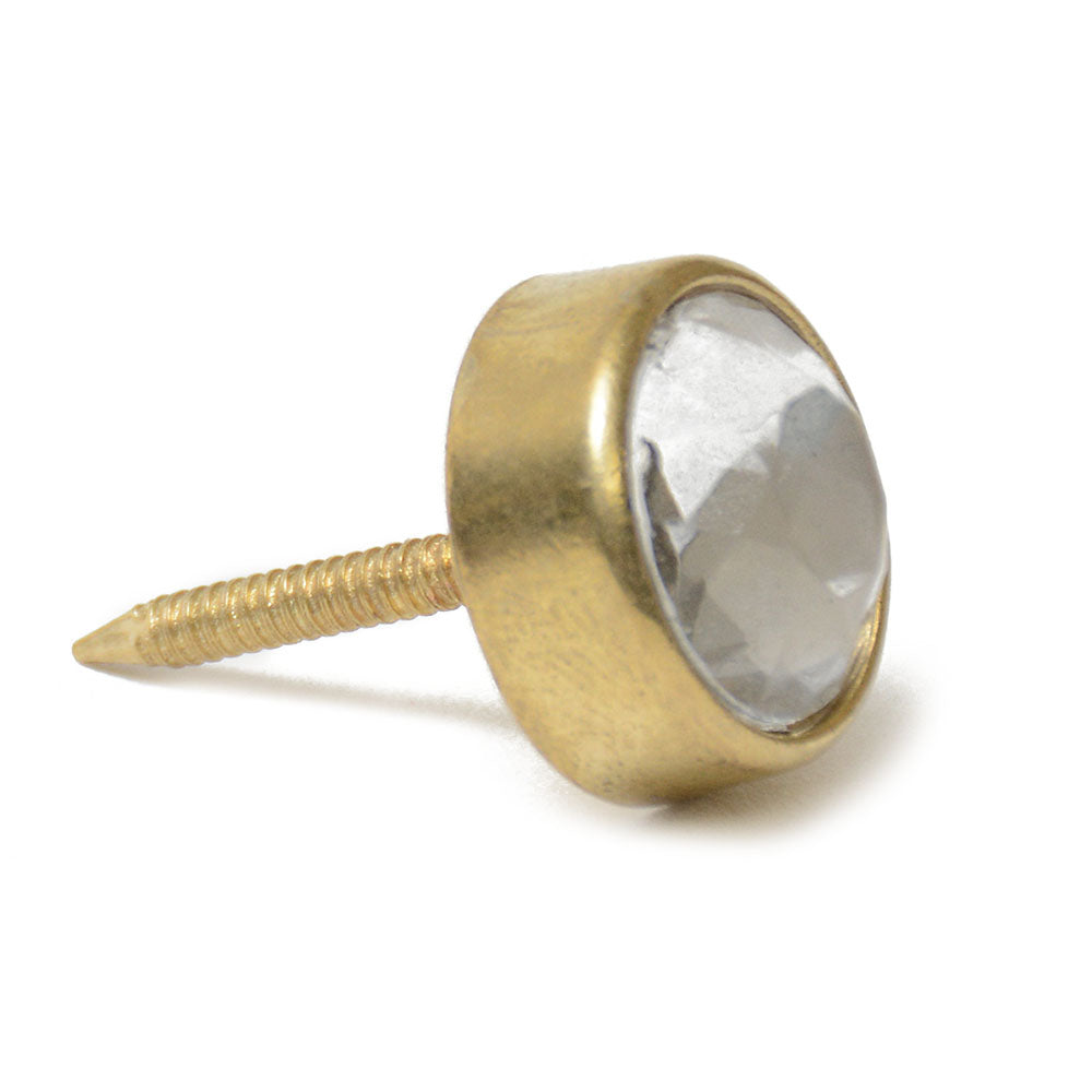 Large Round Jeweled Nail Brass